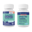 WELMATE Nighttime Wellness Bundle: Massima resistenza Guaifenesin 1200mg Mucus Relief (100 Ct) & Doxylamine Succinate 25mg Sleep Aid (200 Ct)