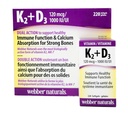 Webber Naturals K2 + D3 120 mcg/1000 IU, Supporta la funzione immunitaria sana - 220 softgels