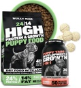 Bully Max 24/14 High Protein Puppy Food (5lbs.) e Puppy Vitamins (30 schede masticabili) per lo sviluppo e la crescita Bundle – Muscolo, Immune, Bone e supporto digestivo in piccoli e grandi cuccioli Breed