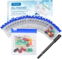 Serfeymi 32 Pcs con chiusura a cerniera Pouches organizzatore sacchetti di plastica 3 X 3 pollici 12 mil Self Sealing con Slide Lock Etichetta traslucida viaggio medicina custodia e 1 Pc Marker-Blue