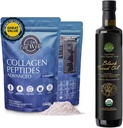 EAT WELL PREMIUM ALIMENTI Collagene Peptides polvere Protein 45 Servings, 16oz & USDA Olio di semi neri organici 8.4 FL oz Bottiglia