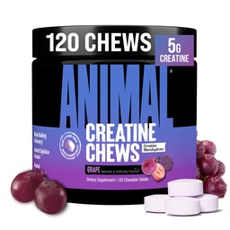 Animal Creatine Chews Tablets - Creatina potenziata Monoidrato con AstraGin per migliorare l'assorbimento, sale marino per pompe aggiuntive, Deliziose e Comode Chewable Tablets - Uva