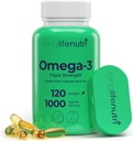 Omega 3 Fish Oil 1000mg - con alta EPA & DHA, 120 Softgels, grasso acids supplemento per la funzione cognitiva, da Salmone, 4-Month di alimentazione, GMP Certificato, Made in USA