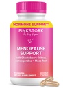 Supporto di menopausa di cicogna rosa per le donne - Flash caldo, umore, sonno, peso, Cortisol & equilibrio ormonale - Vegan, Estrogen-Free Perimenopause Relief - Ashwagandha, Maca - 60 capsule