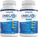 Olio di pesce di grado farmaceutico a tripla resistenza 2750mg - Vitamina D3 50mcg - 1500mg EPA - 680mg DHA - Cuore - Colesterolo - LDL - HDL - No Burps o bruciore di stomaco - Alta concentrazione - 90 Serve