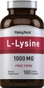 Piping Rock L-Lysine 1000mg | 180 Caplets | Free Form | Vegetariano, Non OGM, Gluten Free