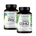 EMERALD LABS Vitamina D3+K2 (60 Caps) & Zinc 25mg (90 Caps) - Bone Salute, Supporto cardiaco, Supporto immunitario, Salute Digestiva, Supporto di stress ossidativo - Senza glutine