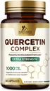 Supplemento Quercetin 1000mg - Supporto naturale, basato sulle piante per le variazioni immunitarie, cellulari, respiratorie e stagionali - Dihydrate Extra Strength Quercetin da Sophora Japonica - 60 capsule vegetali