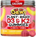 Vitamina D3 K2 Gummies - Bambini, Adolescenti & Adulti - Supplemento per denti sani, ossa, energia & immunità - 5000 IU D3, 120 mcg K2 (MK-7), 120 mg Calcium - Vegan & Non-GMO - 120 conta