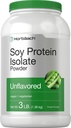 Horbaach Soy Protein Isolate Powder | 3 lb | Non aromaed | per le donne e gli uomini | Vegetariano, Vegan, Non OGM e Gluten Free