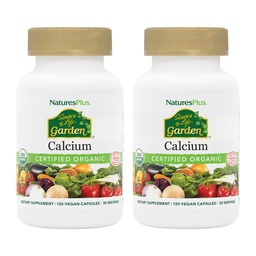 NaturesPlus Fonte di Life Garden Calcium - 120 Capsule Vegan, Confezione da 2 - Vegetariano, Senza Glutine, Certificato Organico - 60 Total Servings