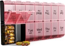 COLORWING AM PM Extra Large Pill Organizer, XL 7 Day Pill Organizer 2 volte al giorno, Weekly Daily Pill Case, Day Night Oversized Medicine Box, Vitamin Holder, Big Pill Container (Pink)