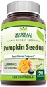 Herbal Secrets Pumpkin Seed Oil 1000 Mg Supplemento | 180 Softgels | Non-GMO | Gluten Free | Made in USA