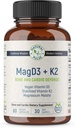 Magnesio Malato + Vegan Vitamin D3 + Vitamina stabilizzata K2, Integratore di supporto completo per l'energia cellulare, cardiovascolare, Immune e Metabolic Health & Bone Strength, 90 Cap Veggie