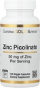Zinco Picolinato, Biodisponibile Forma di Zinco, Supporta Salute Immune, 50 mg, 120 capsule vegetali