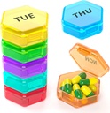 7 confezioni piccola scatola di pillole, organizzatore settimanale di pillole - Travel Pill Container Portable 7 giorni BPA Free Daily Mini portacandele per Pocket Purse Briefcase Pills Medicine Cod Liver Oil Storage Box