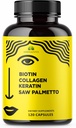 HERBALICIOUS Biotin Vitamine con Collagene, Keratin & Saw Palmetto per Donne e Uomini - Biotina 10000 mcg Ricostruzione Unghie per Capelli, Pelle e Nails Wellness - Made in USA, 120 Capsule