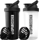 Utopia Home Protein Shaker Bottiglia - (Pacchetto di 2) 28 once Shaker bottiglie per miscele proteiche - Fitness Sports Classic Protein Mixer Shaker Bottiglia (nero & Clear/nero)