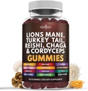 NUOVO AGE Mushroom Lion's Mane Supplement Gummies - Mushroom Supplement con Reishi, Cordyceps - 60 Conte