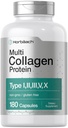 Horbäach Multi Collagen Protein 2000 mg | 180 capsule | Collagene idrolizzato Tipo I, II, III, V, X | Keto & Paleo Friendly, Non OGM, Gluten Free Supplement