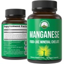Integratore Manganese Alimenti Come Mineral Chelated Per Assorbimento Superiore Con Tutta la Miscela Alimentare Di 25+ Frutta & Verdura. Capsule minerali per tessuti connettivi, salute del chiodo, supporto per l'enzima