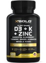 Vitamina D, K2, K1, Zinco, Quercetina, Elderberry, Turmerico, Ginger & Echinacea Integratore Alimentare Intero 8 in 1- D3 5000 IU Plant-Based da Lichen, Vitamina K (K2 MK7, MK4, K1), D3 K2 Vitamine -120 Capsule