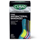 Serie di prestazioni CURAD Bandaggi antibatterici IRONMAN, tecnologia ad alte prestazioni, Bandaggi flessibili di tessuto di dimensioni standard per tagli, graffi, & Burns, colori assortiti, 1 x 3,25 pollici, 20 conte