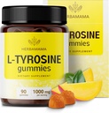 HERBAMAMAMA L-Tyrosine Gummies - 1000mg L-Tyrosine per il supporto di Clarity del cervello - Vegan, Non OGM Energy and Focus Supplement - 90 Pectin-Based Mango-Flavored Chews