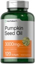 Olio di semi di zucca Horbäach | 3000mg | 120 capsule di softgel | Supplemento dietetico pressato a freddo | Formula non OGM e senza glutine