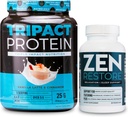 Nutrologia TRIPACT Protein Powder, 7-in-1 Meal Sostituzione Shake, Vanilla Latte Cinnamon Flavor (20 Serve) Zen Natural Magnesium Supplement (30 Serve)