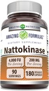 Incredibile Formulas Nattokinase Supplemento alimentare 100 mg Veggie Capsule Supplemento | 2000 FU Enzyme Activity | Non-GMO | Gluten Free | Made in USA (180 Count)