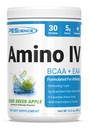PEScience Amino IV BCAA & EAA Powder, Aminoacidi essenziali, Taurina, Elettroliti per l'idratazione e il recupero del muscolo, Zucchero Libero per uomini e donne, Post Workout - Sour Green Apple - 30 Serve