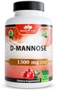 NaturaLife Labs Organic D-Mannose 1300 mg con estratto di mirtillo biologico 100 mg per porzione – 100 capsule – Non OGM, Senza glutine, Vegan