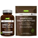 Olio di pesce selvatico Omega-3 ad alto assorbimento 1360mg & Peptidi di collagene idrolizzato avanzato Bundle, 1000mg EPA & DHA con Astaxanthin & 100% polvere di proteine di collagene di erba Fed Bovine, di Igennus