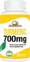 Rise-N-Shine 700 mg di curcumina currica con pepe nero - Integratori a base di erbe per la pelle e il supporto misto - alimentazione di 30 giorni