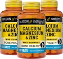 Mason Natural Calcium Magnesium & Zinc, 300, Alimentazione giornaliera, Supporta Normale Bone Salute e Sistema immunitario Booster, 3 Pack