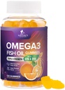 Omega 3 Gummie di olio di pesce - 3X Supporto per la salute del cuore di resistenza - Alto assorbimento Omega 3 Fish Oil Gummy Supplemento con DHA & EPA - Joint & Brain Support per adulti - Gummies arancio saporito - 120 Gummies
