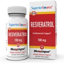 Resveratrolo di origine superiore 100 mg - Supplemento dietetico per l'invecchiamento sano - Supporta la salute del cervello e del cuore - Non-OGM & Gluten-Free - 60 Compresse di dissolvenza istantanea MicroLingual