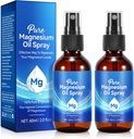 Olio di Magnesio Spray, Olio di Magnesio puro per i piedi, Bottiglia di vetro di Magnesio naturale e organico, Facile da assorbire e usare, Olio di Magnesio Topico (4 Fl Oz, Confezione di 2)