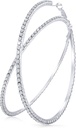 Grande strass Hoop orecchini cristallino strass lustrino grande cerchio orecchini per le donne festa di nozze, 80 mm