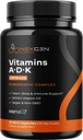 Integratore di vitamina ADK ad alto assorbimento - Vitamina D3 K2 MK7 & A Vegan per il regolamento di calcio Plus Bone Heart Thyroid & Supporto immunitario - Vitamina ADK con 5000IU D3 Non OGM & Gluten Free (1 Mesi)