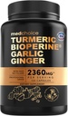 4-in-1 Integratori Turmeri e Aglio con BioPerine – 2360mg Turmeric Ginger Root Capsule con Aglio – Alto Potency Herbal Blend (120 ct)
