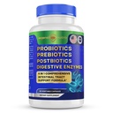 Probiotici Prebiotici Postbiotici Enzimi Digestivi 4 in 1 Formula 60 Conte (Pacchetto di 1)