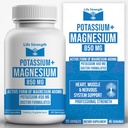 Integratore di Complesso di Potassio di Magnesio di Forza di Vita - 90 capsule - Supporto di Magnesio ad alto assorbimento Salute e Crampe Vascolare