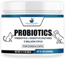 Probiotici per cani e gatti con prebiotici e enzimi digestivi, 5 miliardi di CFU, 9 Strains, 3.17oz (90g), 180 Serve - Probiotici per cani e gatti per la salute e la digestione del fegato