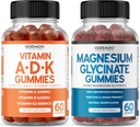 ADK Gummies Vitamin D3 K2 (60 Conte) Supplemento con D & K-10 Vegan Supplemento Raspberry Flavor - Magnesio Glycinate (60 Conte) - Glycinate Gummies per Adulti - Non OGM, Vegan & Made in Italy