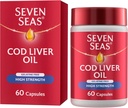 Sette mari Cod olio di fegato ad alta resistenza con Omega 3 Plus vitamine D & E 120 capsule