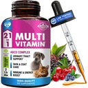 Gatto & Dog Multivitamin Liquido con Glucosamine & Cranberry | 15 in 1 Integratori per la salute per il rene del tratto urinario, la vescica, Hip & Joint, Skin & Coat | Medicina naturale UTI Made in USA (60 ml)