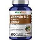 NusaPure Vitamina K2 MK7 120 mcg 200 Caps Veggie (Soy Free, Non-GMO, Vegan)