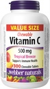 Webber Naturals Vitamina C, 300 Chewable Tropical Breeze Tavole aroma, 500 mg di Vitamina C Per Tablet, Bones, Teeth, Supporto Immune e Antiossidante, Non OGM, Latticini & Gluten Free